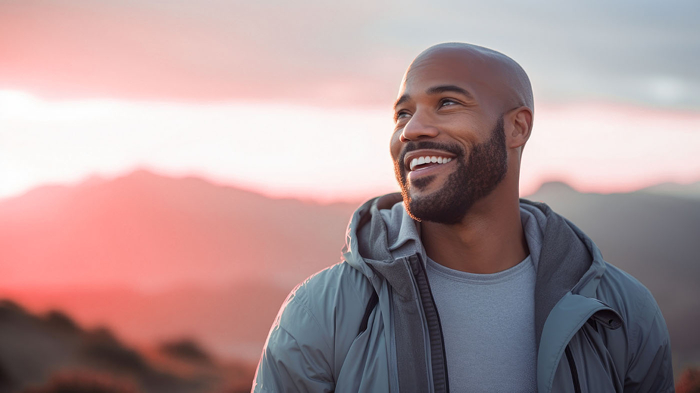 A man outdoors feeling happy - Light Lounge Scottsdale has reliable phototherapy in Scottsdale, AZ for mental health assistance.